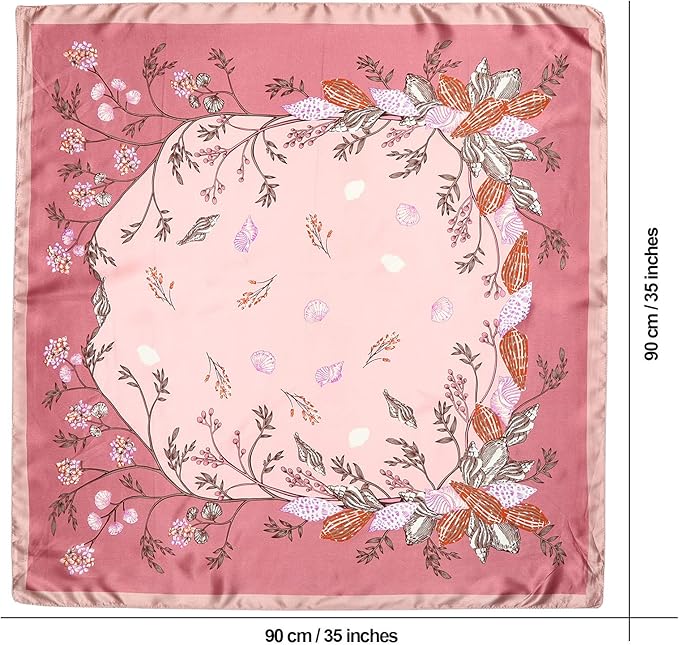 AWAYTR 35” Satin Large Square Head Scarves - 4PCS Silk Like Neck Scarf Hair Sleeping Wraps Satin Silk Scarfs for Women