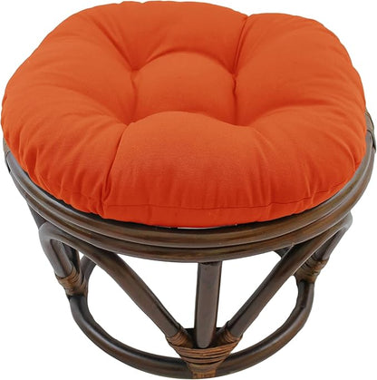 Blazing Needles Solid Twill Round Footstool Cushion, 18", Tangerine Dream