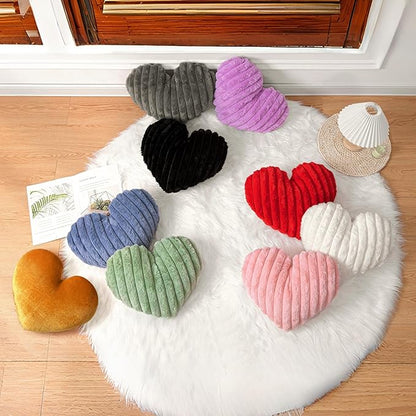 16 Inch Pink Heart Pillow Decorative Throw Pillows, Heart Shaped Soft Fluffy Faux Fur Cute Pillows for Women Valentine Anniversary Couch Bed Bedroom Room Home Decor Aesthetic (1, Pink, Medium-16"x13")
