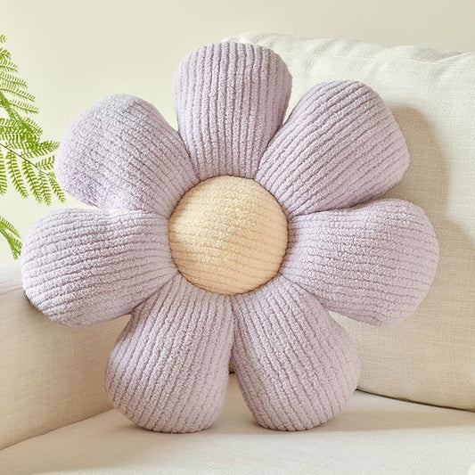 Xuyier Flower Shaped Throw Pillow,Soft Daisy Pillow with Decorative Pillows for Bed Couch Chair Floor, Flower Plush Pillows for Living Room Bed Room Seat Cushion(19.6" Lavender)