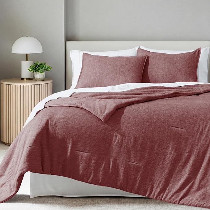 Bare Home Comforter Set - Queen Size - Ultra-Soft - Goose Down Alternative - Premium 1800 Series - All Season Warmth Comforter (Queen, Heathered Rosewood)