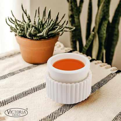 Ceramic Wax Melt Warmer with 1 pc Silicone Dish Candle Warmer for Scented Wax Electric Fragrance Burner for Home, Office, Bedroom - Gift & Décor