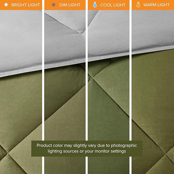 Comfort Spaces King Comforter Set, Chic Reversible Quatrefoil Quilting Comforters King, All Seasons, Lightweight Microfiber Bedding Set Matching Sham, Vixie, King Green/Grey 3 Piece