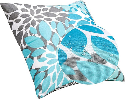 JMGBird Water-Resistant Outdoor Pillows Set of 2, 18x18 inch Durable Sky Blue Mandala Pattern Throw Pillows with Inserts for Patio Furniture