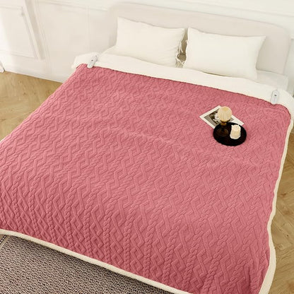 Electric Blanket King Size 100"X90" Pink - Soft Thick Warm Sherpa Heated Blanket for Winter with Dual Control, 5 Heating Levels & 10hrs Auto Off for Women, Overheating Protection for Bed