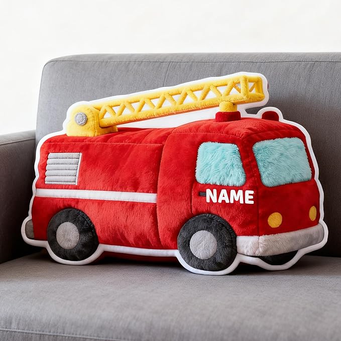Custom Fire Truck Shaped Pillow Personalized Double-Sided Printed Cute Pillow Customized Christmas Party Commemorative Gift Sofa Decorative for Boys and Girls 8-32in