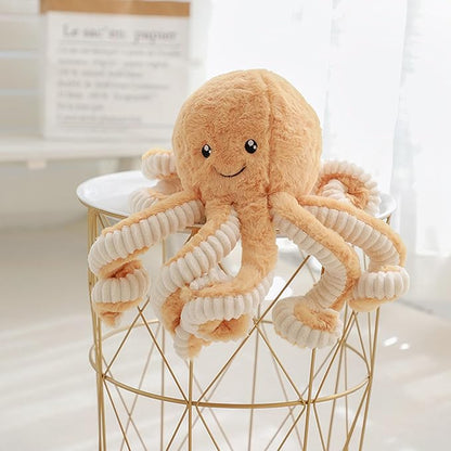 Cute Big Octopus Pillows,Interior Decoration Octopus Cushion,Soft Marine Animal Decorations (Khaki, 15.7 inch)