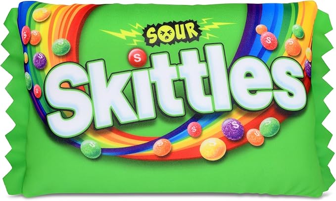 iscream Sour Skittles Package Photoreal Print 12" x 7" Microbead Mini Accent Pillow