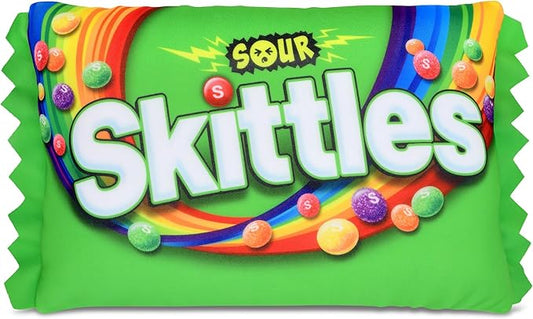 iscream Sour Skittles Package Photoreal Print 12" x 7" Microbead Mini Accent Pillow