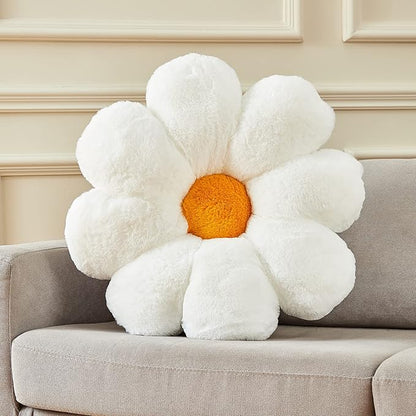 21.65In Cute White Flower Throw Pillow Floor Cushion Pillow as Room Decor Desk Chair Cushion Decorative Bed Throw Pillows for Girls Adults