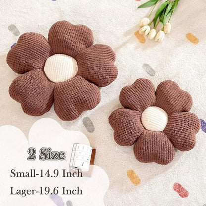 Flower Throw Pillow, Cute Flower Shaped Pillow Decorative Throw Pillow for Bed Couch, Soft Daisy Pillows Floor Seating Cushion Cushions (14.9 Inch Brown)
