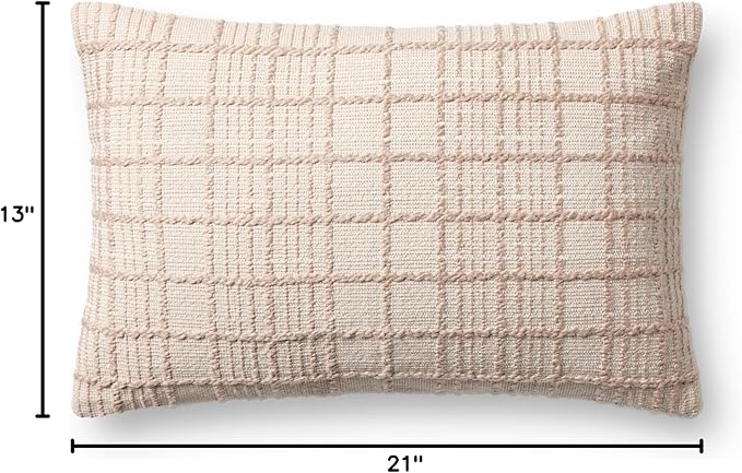 Loloi Magnolia Home by Joanna Gaines Liv Collection PMH0064 Beige 13'' x 21'' Cover w/Down Pillow