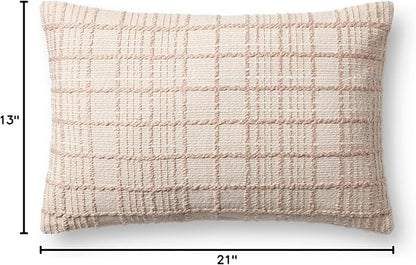 Loloi Magnolia Home by Joanna Gaines Liv Collection PMH0064 Beige 13'' x 21'' Cover w/Poly Pillow