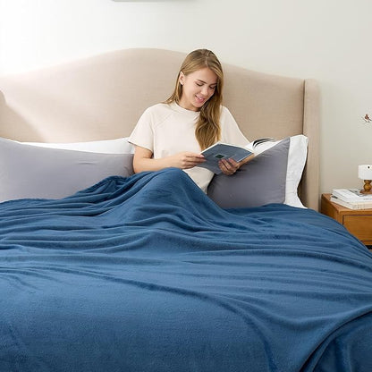 Hansleep Fleece Mineral Blue Throw Blanket, Super Soft Flannel Fuzzy Plush Cozy Blanket for All Seasons, Mineral Blue, Throw 50x60 Inches