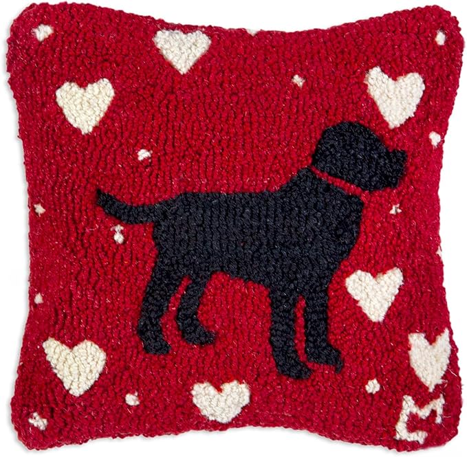 Chandler 4 Corners Artist-Designed Lab Love Hand-Hooked Wool Decorative Throw Pillow (14 in x 14 in) Dog Pillow for Couches & Beds - Easy Care & Low Maintenance - Labrador, Valentine's Pillow