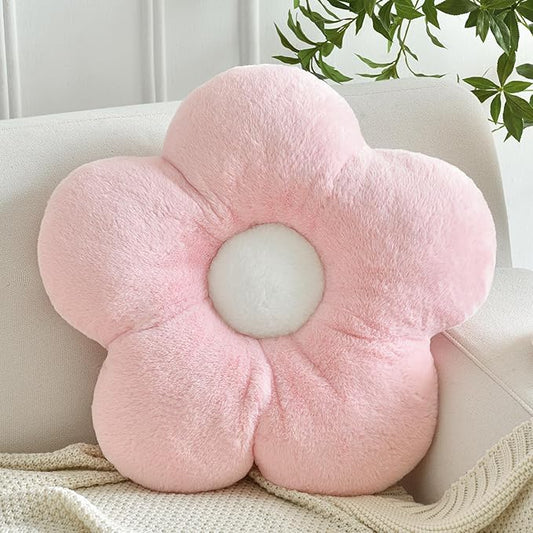 Flower Pillows, Soft Flower Shaped Pillow with Home Decorative for Couch Chair Bed,Flower Floor Throw Pillows for Adults Bedroom Living Room (Pink, 15 Inches)