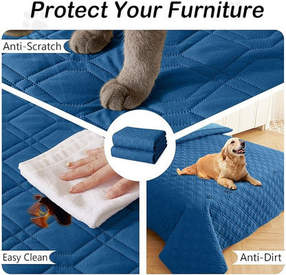 hyha Waterproof Dog Bed Blanket, Soft Pet Blankets, Waterproof Couch Cover for Dogs, Reversible Sofa Covers Washable for Furniture (40x50 Inch, Navy Blue/Blue)