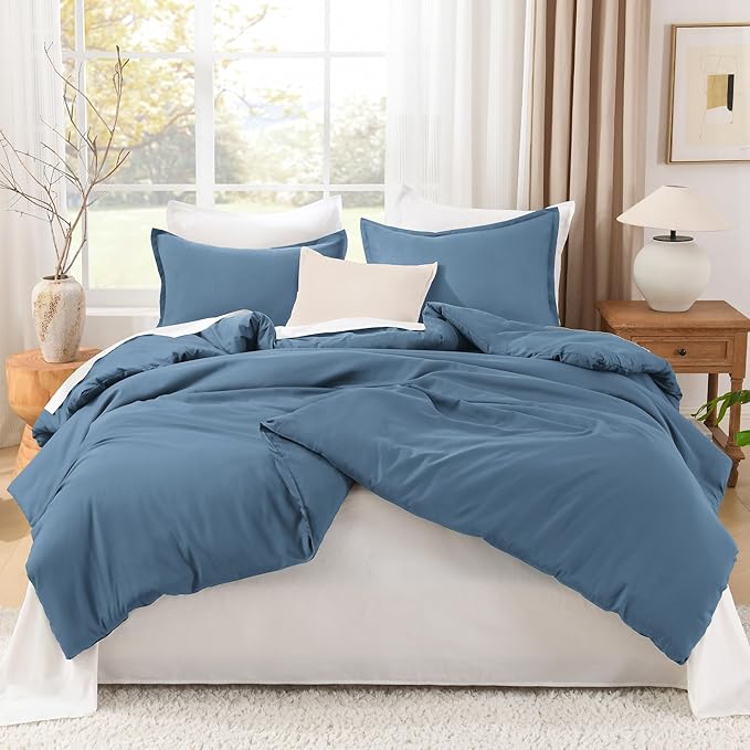 Litanika Comforters Twin XL Size Ocean Blue, 2 Pieces Lightweight Solid Bedding Set & Collections, All Season Fluffy Bed Set (68x92 Inches Comforter & 1 Pillowcase)