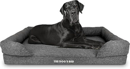The Dog’s Bed Orthopedic Memory Foam Dog Bed with Bolsters, Linen Fabric, Grey Linen, XXL