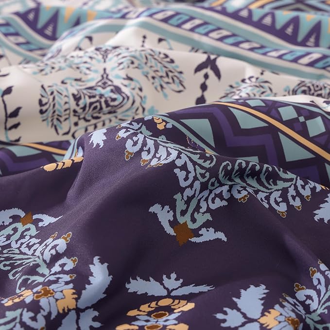Geniospin Queen Comforter Set - 7 Pieces Bedding Set, Boho Bed in A Bag, Lightweight Soft Aztec Bedding, All Season Bed Comforter Set with Sheets, Pillowcases & Shams