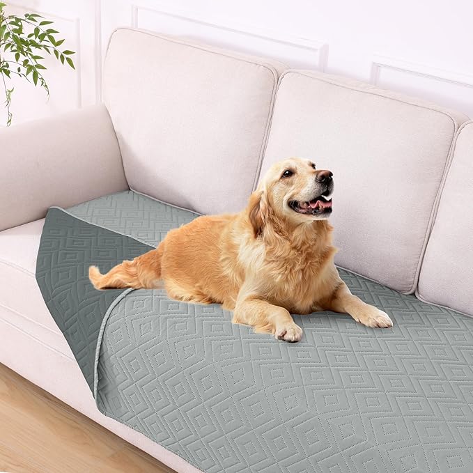 hyha Waterproof Dog Blanket, Soft Dog Bed Cover Pet Blankets, Waterproof Sofa Couch Cover for Dogs Washable, Reversible Pet Couch Covers for Sofa Furniture (40x90 Inch, Grey/Dark Grey)