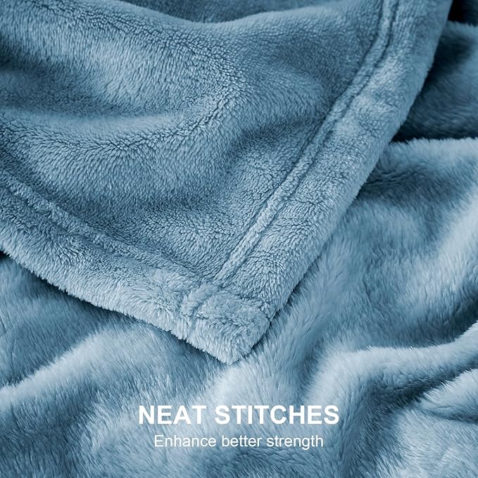 Hansleep Fleece Blanket Twin Size Washed Blue, Soft Cozy Twin Fuzzy Flannel Lightweight Blanket for Bed, Sofa, Couch, Travel, Camping, Washed Blue, 60x80 Inches