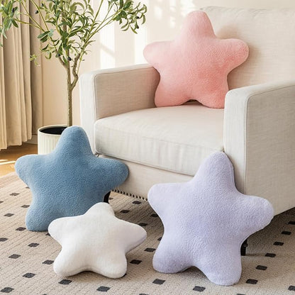 Star Pillow, Decorative Throw Pillow with Plush for Couch, Cute Decor Pillows for Bed, Aesthetic Star Shaped Pillow Fun Cushion for Sofa Living Room (Grey Blue, 19.6 Inches)