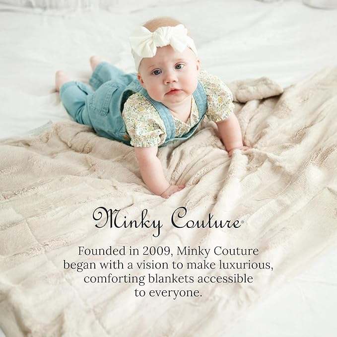 Minky Couture Sorbet Blanket - Ultra-Soft Throw for Silky Smooth Comfort - Premium Decorative Throw - Midweight, Breathable Fabric - Machine Washable Travel, Almond Croissant