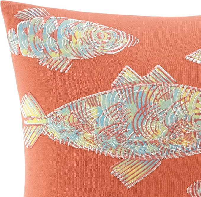 Tommy Bahama Throw Pillow Soft Cotton with Zipper Closure, Tropical Design, Ideal for Bed or Couch, 20" x 20", Multi Orange