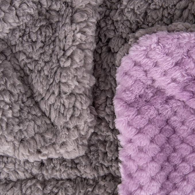 Fuzzy Blanket or Fluffy Blanket for Baby Girl or boy, Soft Warm Cozy Coral Fleece Toddler, Infant or Newborn Receiving Blanket for Crib, Stroller, Travel, Outdoor (40" x 48", DG-Lavender)