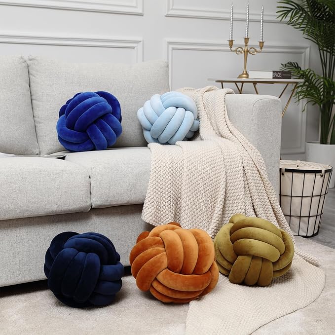 Petrella Knot Pillows Ball Pillows Home Decor Cushion Decorative Aesthetic Throw Pillows，Caramel 13inch