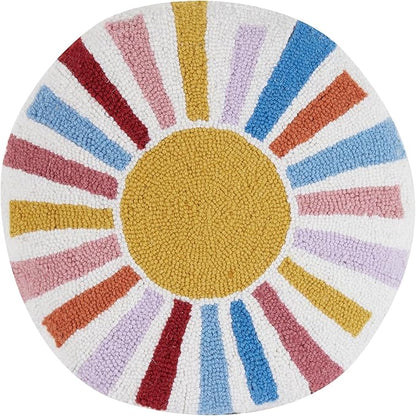Rainbow Sun Wool Hook Inspirational Pillow by The Pillow Shoppe