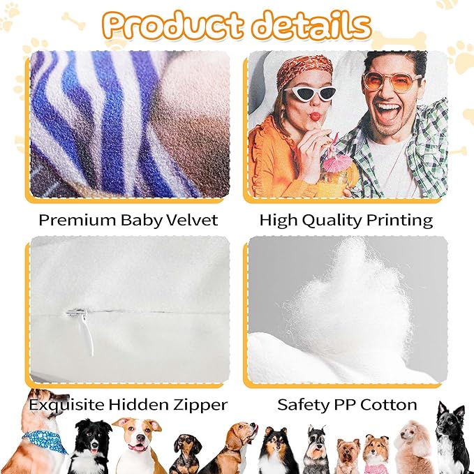 Easycosy Custom Photo Pillow Funny Gifts, Personalized Pet Pillow Shaped Looks Like Your Dog Cat Picture, Birthday Couple Photo Gifts Decor for Him Her(12 Inch)