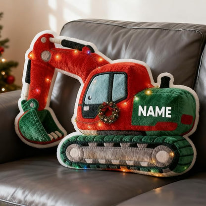 Custom Excavator Shaped Pillow Personalized Double-Sided Printed Cute Pillow Customized Christmas Party Commemorative Gift Sofa Decorative for Boys and Girls 8-32in