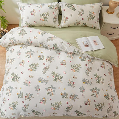 EMME Botanical Sage Green Comforter Set King Size 7 Pieces＿Brushed Microfiber Bed in a Bag for Girls, Ultra Soft Bedding Set with Sheets (Sage Green, King (7 Piece), Adult