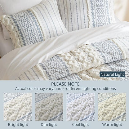 INK+IVY 100% Cotton Duvet Mid Century Modern Design, All Season Comforter Cover Bedding Set, Matching Shams, King/Cal King, Imani Chenille Navy