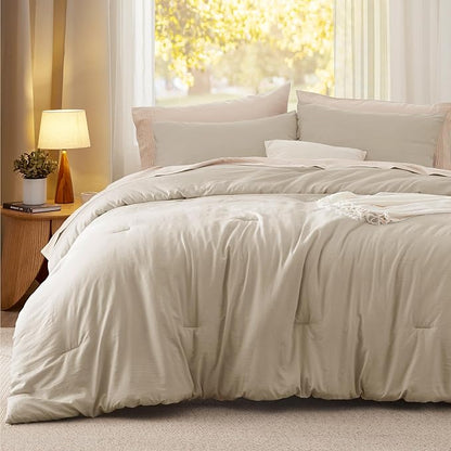 Bedsure California King Comforter Set, Sand Soft Prewashed Bedding for All Seasons, 3 Pieces GentleSoft™ Bed Set, 1 Lightweight Comforter (104"x96") and 2 Pillowcases (20"x36")