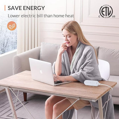 HOMLYNS LuxeHeat Heated Blanket Electric Blanket, Soft Flannel Sherpa Heated Throw, Heating Blanket with 5 Heat Settings, 3 hrs Timer Auto Shut Off (50x60 inches, Taupe)