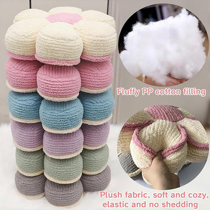 Beige Preppy Throw Pillow Decorative Flower Pillows 16" Cute Soft Fluffy Daisy Shaped Floor Cushion Aesthetic for Sitting Chair Couch Bed Room Bedroom Decor (1, Beige, 16 Inch)