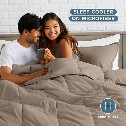 Bare Home Comforter Set - Oversized King Size - Ultra-Soft - Goose Down Alternative - Premium 1800 Series - All Season Warmth (Oversized King, Taupe)