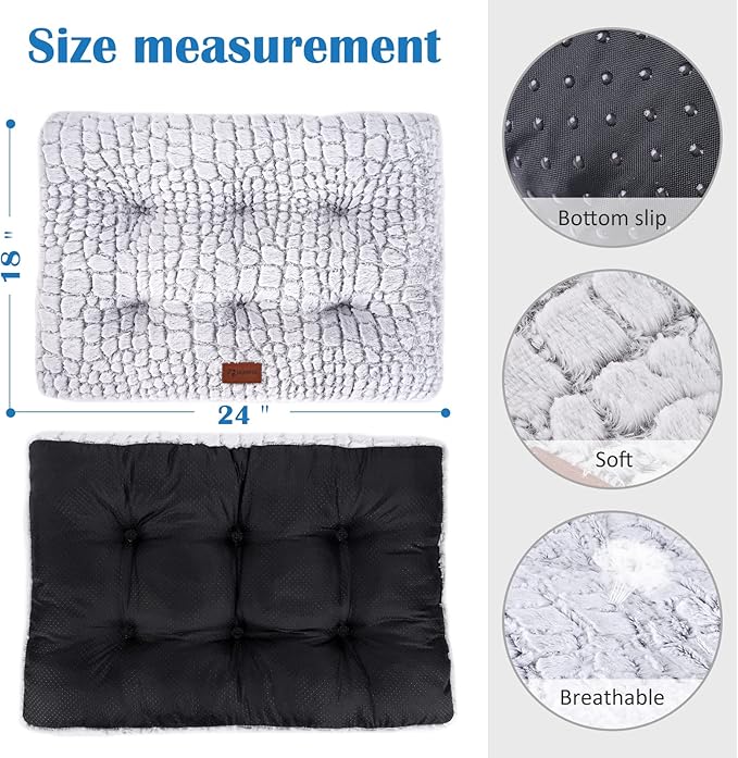 Dog Bed Crate Pad - Soft Fluffy Pet Cushion Mat for Small Dogs, Anti-Slip Comfy Kennel Pad for Puppy Crates
