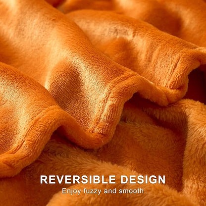 Hansleep Fleece Orange King Blanket, Super Soft Flannel Fuzzy Plush Cozy Blanket for All Seasons, Orange, King 90x108 Inches