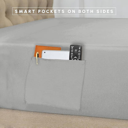 Elegant Comfort 8-Piece Pinch Pleated Comforter Set - All Season Complete Bed in a Bag, Includes 4pc Smart Sheet Set, Bed Skirt, Comforter, Matching Pillowcases and Shams, Twin/Twin XL, Light Gray