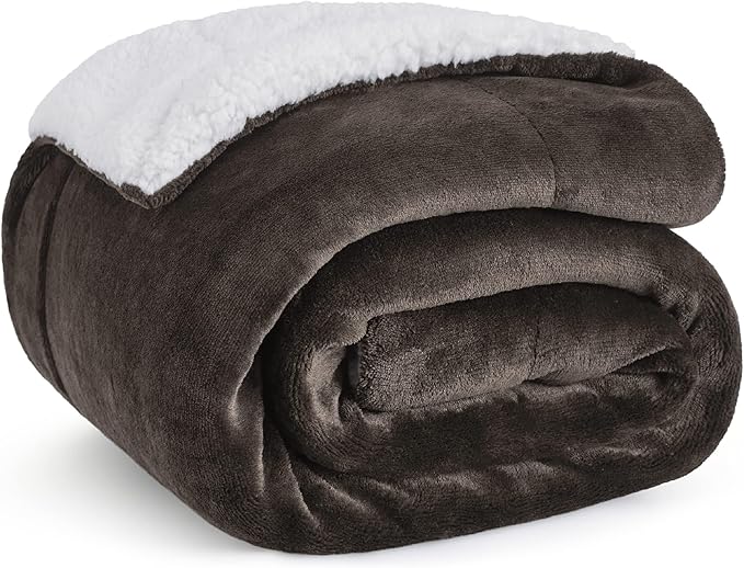 Bedsure GentleSoft Sherpa Fleece Throw Blanket Twin Size for Couch - Thick and Warm Throw for Women and Men, Soft Fuzzy Plush Twin Blanket for Winter, Non-Heated, Brown, 60x80 Inches
