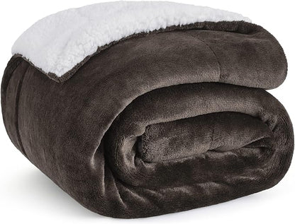 Bedsure GentleSoft Sherpa Fleece Throw Blanket Twin Size for Couch - Thick and Warm Throw for Women and Men, Soft Fuzzy Plush Twin Blanket for Winter, Non-Heated, Brown, 60x80 Inches