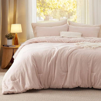Bedsure Twin/Twin XL Comforter Set, Light Pink Soft Prewashed Bedding for All Seasons, 2 Pieces GentleSoft™ Bed Set, 1 Lightweight Comforter (68"x88") and 1 Pillowcase (20"x26")