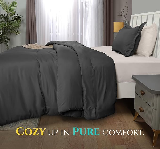 Twin Comforter Set 2 Piece Grey by Utopia Bedding, Comforters Twin Size, Bedding Comforters Sets, Down Alternative Soft Bed Set, 1 Comforter (64 x 88 inches) 1 Pillow Shams (20 x 26 inches)"