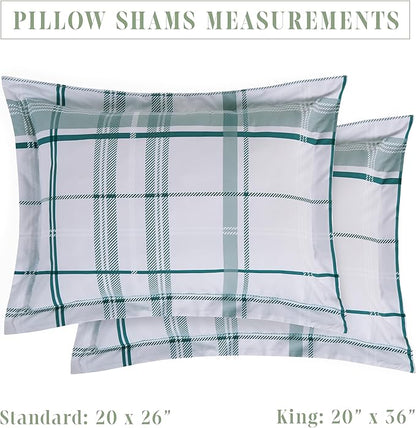 Elegant Comfort 8-Piece Lodge Plaid Reversible Comforter Set - All Season Bed in a Bag, 4-Piece Sheet Set Featuring Smart Pockets, Matching Shams and Decorative Pillow, Twin/Twin XL, Sage