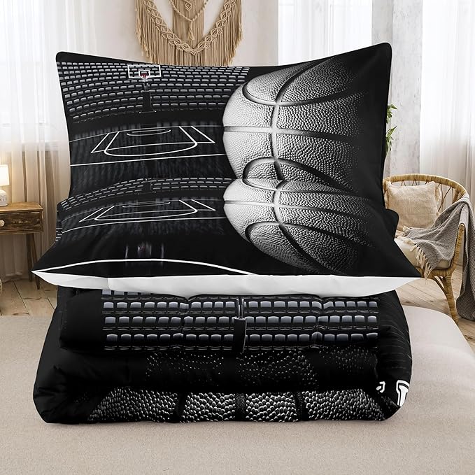 Tailor Shop Basketball Comforter Set for Boys Kids Basketball Bedding King Size with 2 Pillowcase