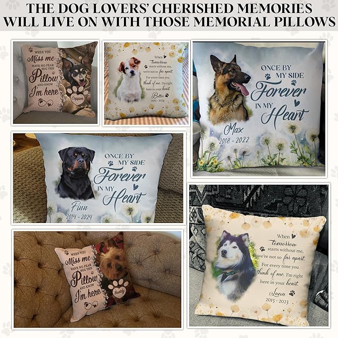 Personalized Pet Memorial Pillow with Photo, Dog Memorial Gifts for Loss of Dog, Memory Dog Loss Gift, Dog Passing Away Gifts Personalized, Pet Memorial Gifts for Dogs, Pet Keepsake Memorial
